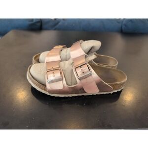 Birkenstock Arizona Rose Gold Pink Metallic Slide Sandals Kids Size 34 EU/ 4 US